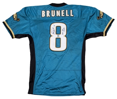1997-98 Mark Brunell Game Used & Signed Jacksonville Jaguars Home Jersey Used on 9/22/97 (Brunell Foundation LOA, Beckett) 